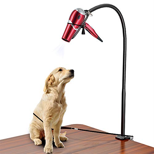 LuckIn Hands-free Dryer Holder Arm, Table Clamp On Stand for Hair Styling, Dog Grooming with No-Sit Haunch Holder