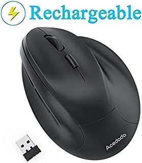 Ergonomic Mouse, Large Vertical Wireless Mouse - Acedada Rechargeable 2.4GHz Optical Ergonomic Mice : 3 Adjustable 800/1200/1600 DPI 6 Buttons, for Laptop, PC, Computer, Desktop, Notebook etc, Black