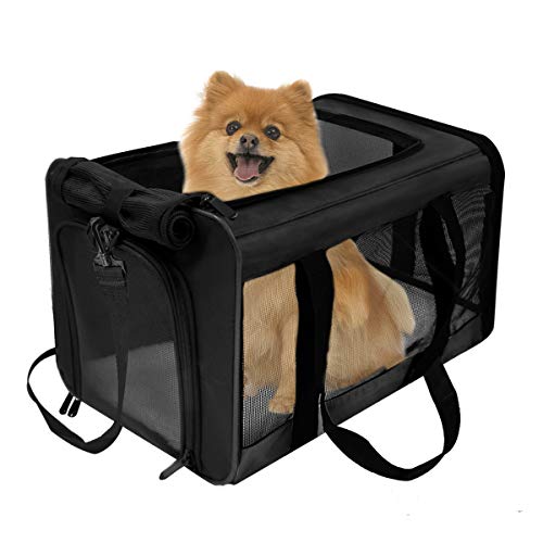 VIEFIN Pet Carrier for Small Medium Cats Dogs,Airline Approved Small Dogs Carrier Collapsible Medium Cat Carriers Soft-Sided, Portable Pet Travel Carrier for 13 lbs Cats Dogs Puppies Kitten(Black)