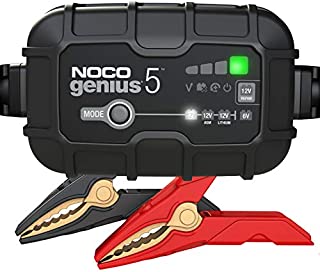 NOCO GENIUS5, 5-Amp Fully-Automatic Smart Charger, 6V And 12V Battery Charger, Battery Maintainer, Trickle Charger, And Battery Desulfator With Temperature Compensation