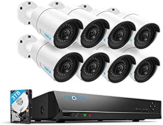 Reolink 4MP 16CH PoE Video Surveillance System, 8pcs Wired Outdoor 1440P PoE IP Cameras, 5MP 16-Channel NVR with 3TB HDD for Home and Business 24/7 Recording, RLK16-410B8