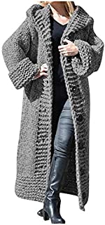 Sweaters for Women Plus Size Long Sweaters Jackets Coats with Hood Knit Button Sweater (Dark Gray,Medium)