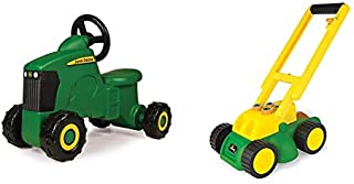 TOMY John Deere Sit-N-Scoot Tractor Toy, Green, One Size & John Deere Electronic Lawn Mower, Toy for Kids