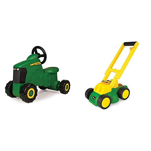 TOMY John Deere Sit-N-Scoot Tractor Toy, Green, One Size & John Deere Electronic Lawn Mower, Toy for Kids