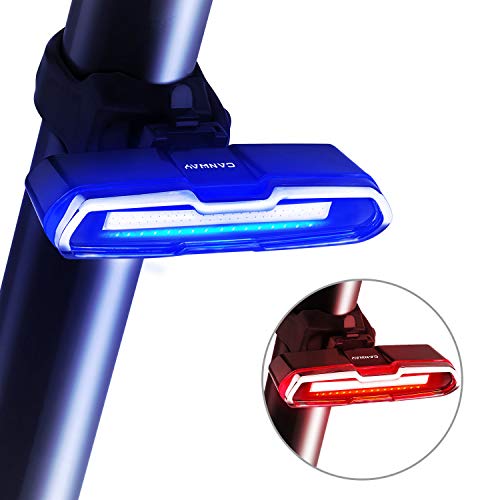Bike Tail Light, Canway Ultra Bright Bike Light USB Rechargeable, LED Bicycle Rear Light, Waterproof Helmet Light, 5 Light Mode Headlights with Red & Blue for Cycling Safety Flashlight Light (Color-2)