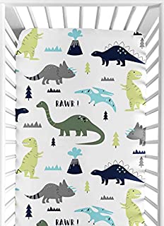 Fitted Crib Sheet for Blue and Green Modern Dinosaur Baby/Toddler Bedding Set Collection - Dinosaur Print