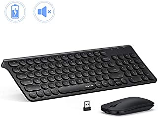 Rechargeable Wireless Keyboard and Mouse, Jelly Comb 2.4GHz Ultra Slim Quiet Keyboard and Mouse Combo with Round Keys for Windows, Laptop, Notebook, PC, Computer