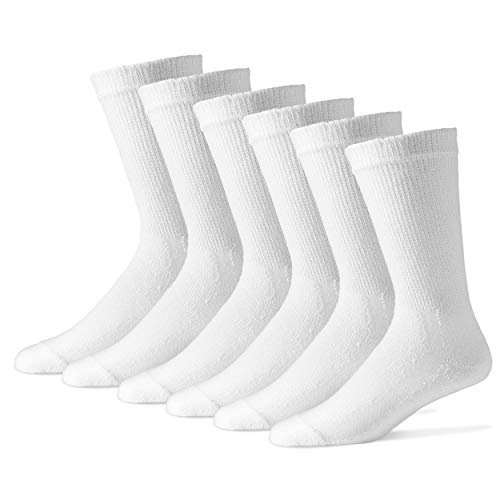 Diabetic Crew Socks for Men - 12 Pack - White - Size 13-15