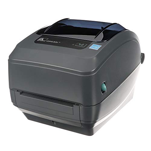 Zebra GX430t Thermal Transfer Desktop Printer Print Width of 4 in USB Serial Parallel and Ethernet Connectivity GX43-102410-000