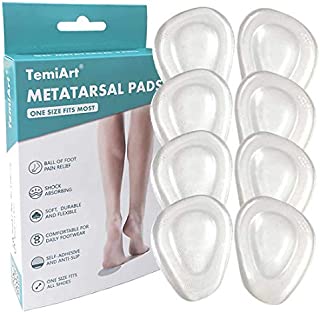 Temiart Ball of Foot Cushions Metatarsal Pads for Women Men Soft Gel Insoles Supports Forefoot Cushioning, Pain Relief Morton's Neuroma Foot Pads (4 Pair)