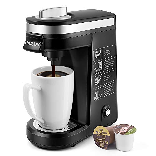 CHULUX Single Serve Coffee Maker Brewer for Single Cup Capsule with 12 Ounce Reservoir,Black