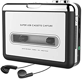 Dansrueus Updated Cassette to MP3 Converter, USB Cassette Player from Tapes to MP3, Digital Files for Laptop PC and Mac with Headphones from Tapes to Mp3 New Technology,Silver