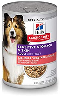 Hill's Science Diet Wet Dog Food, Adult, Sensitive Stomach & Skin, Salmon & Vegetable Entrée, 12.8 oz, 12-pack