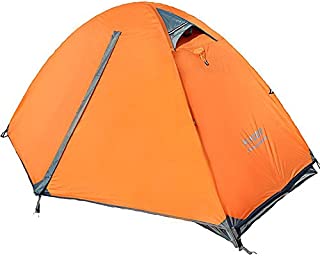 FLYTOP 3-4 Season Camping Tent 1-2-person Double Layer Backpacking Tent with Carry Bag Aluminum Rod Windproof Waterproof for Camping Hiking Travel Climbing - Easy Set Up (Orange-Single Person)