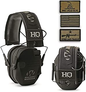 Walker's HQ Issue Patriot Series Electronic Ear Muffs, Black