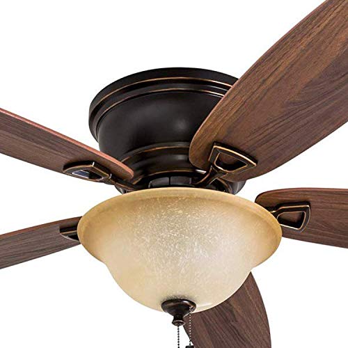 Honeywell 50517-01 Quick-2-Hang Hugger Ceiling Fan, 52 Dimmable LED Sunset Fixture, Easy Installation Cimmeron/Ironwood Blades, Oil Rubbed Bronze