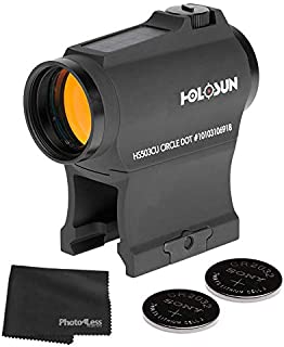 Holosun HS503CU Circle Red Dot Sight + 2 Additional CR2032 Coin Batteries + Lens Cleaning Cloth