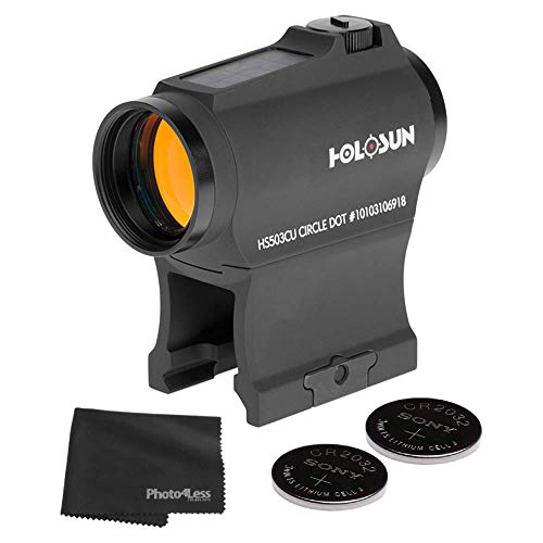 Holosun HS503CU Circle Red Dot Sight + 2 Additional CR2032 Coin Batteries + Lens Cleaning Cloth