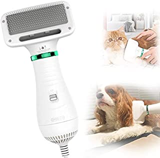 PETRIP Dog Hair Dryer Pet Dryer Professional Grooming Blower Dog Slicker Brush for Medium Pet Small Dog Cat (White, 2 in 1 Dryer)