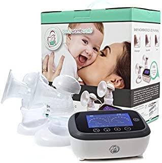 Double Electric Breast Pump Portable : Rechargeable on The go Battery Breastpump. Advanced Hands Free in Style Tavel 3D Electronic Machine Pumps for Mom's Comfort