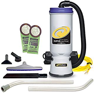 ProTeam Commercial Backpack Vacuum, Super CoachVac Vacuum Backpack with HEPA Media Filtration and Xover Multi-Surface 2-Piece Wand Tool Kit, 10 quart, Corded