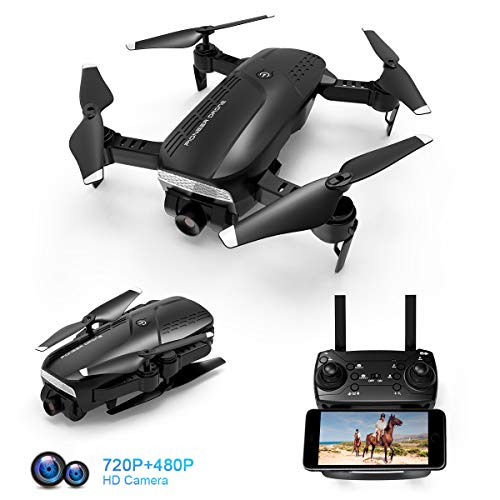 Foldable Drone with 720P HD Camera for Adults, FPV WiFi RC Quadcopter, 120° Wide-Angle Live Video Camera, Altitude Hold, APP Control, One Key Return, Easy to Fly for Beginners, 2 Batteries