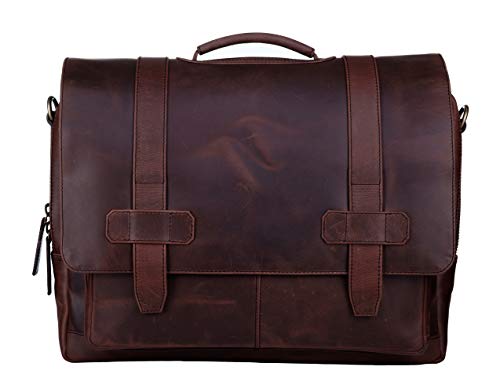 Ladderback Leather Messenger Bag for Men, Logan, Leather Briefcase, Chestnut