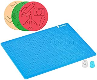 TECBOSS 3D Pen Mat, 3D Printing Pen Pad Silicone Template with Bonus 3 Patterns Mat 2 Finger Protectors, Best Tools for 3D Drawing, Gift Box