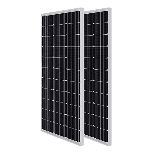 Renogy 2 Packs 100W 12V Monocrystalline Solar Panel, Compact Design 42.2 X 19.6 X 1.38in, High Efficiency Module PV Power for Battery Charging Boat, Caravan, RV and Any Other Off Grid Applications