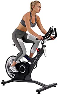 Sunny Health & Fitness Asuna 7130 Lancer Cycle Exercise Bike - Magnetic Belt Drive Commercial Indoor Cycling Bike with SPD Style/Cage Pedals, 285 LB Max Weight and Low Q-Factor