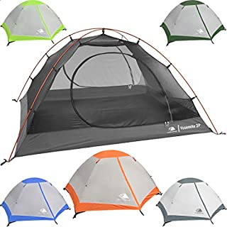 Hyke & Byke 2 Person Backpacking Tent with Footprint - Lightweight Yosemite Two Man 3 Season Ultralight, Waterproof, Ultra Compact 2p Freestanding Backpack Tents for Camping and Hiking (Orange)