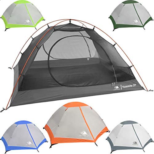 Hyke & Byke 2 Person Backpacking Tent with Footprint - Lightweight Yosemite Two Man 3 Season Ultralight, Waterproof, Ultra Compact 2p Freestanding Backpack Tents for Camping and Hiking (Orange)