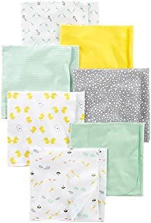 Simple Joys by Carter's Baby Unisex 7-Pack Flannel Receiving Blankets, Grey/White/Mint, One Size