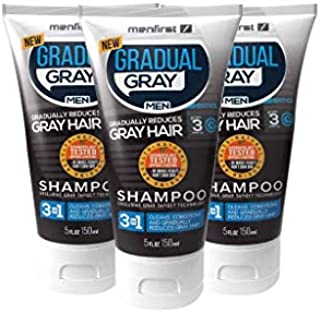 MenFirst Gradual Gray 3-in-1 Grey Hair Reducing SHAMPOO For Men - Scalp Wash that Cleans, Darkens, Conditions, and Gradually Reduces Grey and White Hair Color - 3 Pack