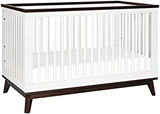 Babyletto Scoot 3-in-1 Convertible Crib with Toddler Bed Conversion Kit in White / Walnut, Greenguard Gold Certified