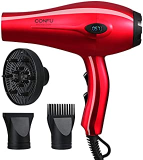 CONFU 1875W Professional Salon Hair Dryer, Infrared Heat Ceramic Ionic Fast Drying Blow Dryer with LCD Display, CF5881, Black