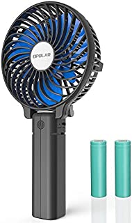 OPOLAR Small Handheld Battery Operated Face Fan with 2 Batteries, Portable & Rechargeable, Folding Design, Strong Airflow, 3 Setting, Ideal for Disney & Travel & Dry Eyelash