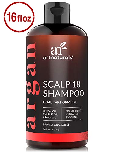 ArtNaturals Therapeutic Argan Anti-Dandruff Shampoo - (16 Fl Oz / 473ml) - Natural and Organic Coal Tar with Argan Oil - Treatment Helps Anti-Itchy Scalp, Symptoms of Psoriasis, Eczema - Sulfate Free