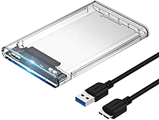 Sabrent 2.5-Inch SATA to USB 3.0 Tool-Free Clear External Hard Drive Enclosure [Optimized for SSD, Supports UASP SATA III] (EC-OCUB)