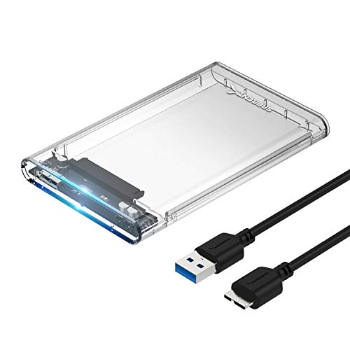 Sabrent 2.5-Inch SATA to USB 3.0 Tool-Free Clear External Hard Drive Enclosure [Optimized for SSD, Supports UASP SATA III] (EC-OCUB)