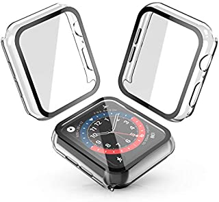 Julk Hard Case for Apple Watch Series 6 / SE/Series 5 / Series 4 40mm, 2020 New iWatch PC Overall Protective Cover with Slim Tempered Glass Screen Protector (2-Pack Transparent)