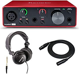 Focusrite Scarlett Solo 3rd Gen USB Audio Interface Bundle with Headphones and XLR Cable