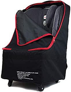 Simple Being Baby Car Seat Travel Bag, Gate Check, Infant Carriers Booster Cover Protector for Air Travel (Black with Wheels)