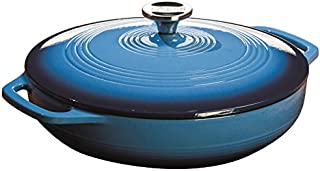 Lodge 3.6 Quart Enamel Cast Iron Casserole Dish with Lid (Carribbean Blue)