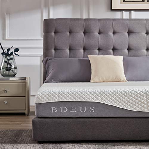 BDEUS 8 inch Gel Memory Foam Mattress with CertiPUR-US Certified Foam, Breathable Full Body Support Cooling Mattress Pad & Pressure Relief, Queen Size