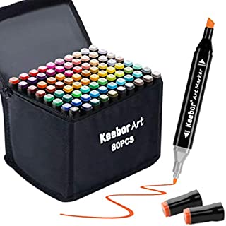 Keebor Advanced 80+1 Colors Dual Tip Alcohol Art Markers, Plus 1 Blender Marker with Thick Packing, General Markers for Fine Arts Academy