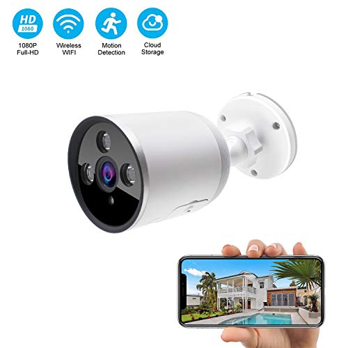 Outdoor WiFi Security Camera, 1080P Wireless Night Vision Security Cameras with Two-Way Audio,Cloud Storage, IP66 Waterproof, Motion Detection, Activity Alert, Deterrent Alarm (Only 2.4G Wifi)