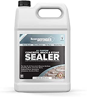 All Purpose Concrete, Brick & Stone Sealer, Clear Penetrating Water Repellent for Porous, Exterior, Brick, Concrete, Stone, Cultured Stone, Sandstone, Limestone & Granite Siloxane Sealer, 1 Gallon