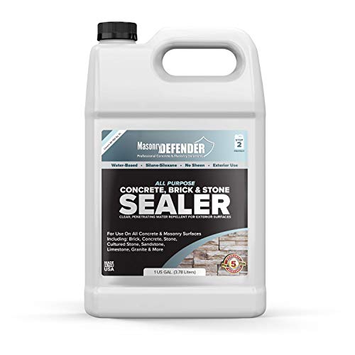 All Purpose Concrete, Brick & Stone Sealer, Clear Penetrating Water Repellent for Porous, Exterior, Brick, Concrete, Stone, Cultured Stone, Sandstone, Limestone & Granite Siloxane Sealer, 1 Gallon