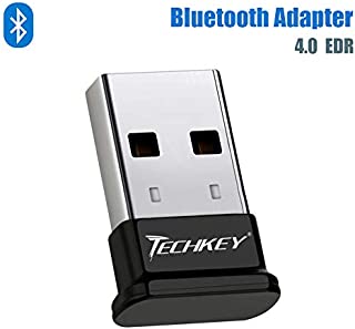 Bluetooth Adapter for PC USB Bluetooth Dongle 4.0 EDR Receiver TECHKEY Wireless Transfer for Stereo Headphones Laptop Windows 10, 8.1, 8, 7, Raspberry Pi, Linux Compatible